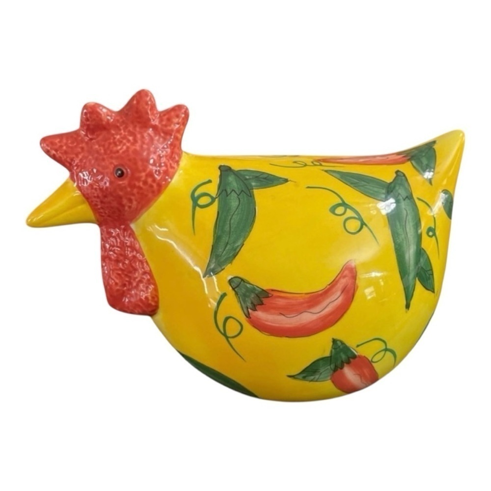 Rooster & Hen Chili Peppers & polka dot Hand Painted ceramic figurine VTG, farm - Picture 6 of 16